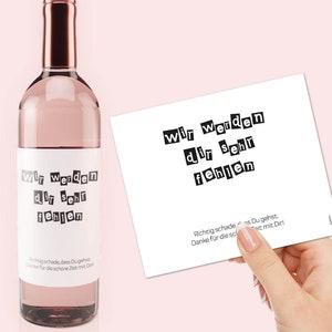 Wein-Etikett FEHLEN | Wir werden Dir sehr fehlen Flaschenetikett Geschenk Rente Kleinigkeit Sticker Aufkleber Flaschenbanderole Jobwechsel