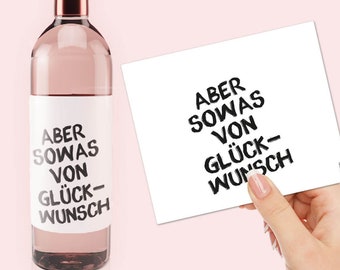 Wein-Etikett GLÜCKWUNSCH | Flaschenetikett lustiges Mitbringsel Geschenk Kleinigkeit Sticker Aufkleber Flaschenbanderole Geburtstag