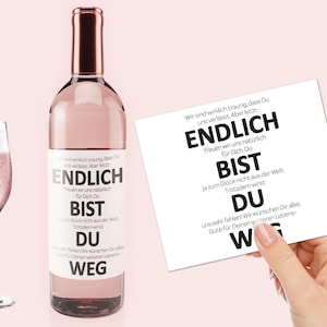 Étiquette de vin ENFIN tu es parti Scandaleux | étiquette de bouteille drôle, retraite, changement d'emploi, cadeau d'adieu, petit quelque chose, bouteille autocollante