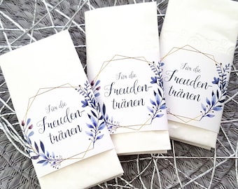 25x FREUDENTRÄNEN TASCHENTÜCHER HOCHZEIT Elegance | Banderole | Trauung | Standesamt | personalisiert individualisiert | Hochzeitspapeterie