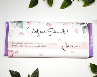 SCHOKOLADENBANDEROLE | Banderole Schokolade Danksagung Dankeschön Gastgeschenk Taufe Kommunion Konfirmation Bedanken Kleinigkeit