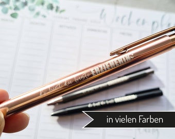 Kugelschreiber "beste Erzieherin" | Kindergarten Abschied Kulli Accessoire Homeoffice Gold Stift Journal schreiben Anthrazit Gold Rosegold