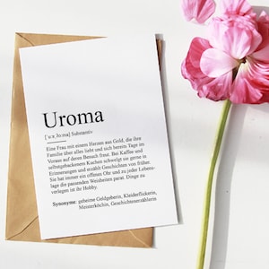 KARTE "UROMA" Definition | Bedanken Beste Großmutter Geschenk Grußkarte Baby Weihnachten Geburtstag Kleinigkeit Glückwunschkarte