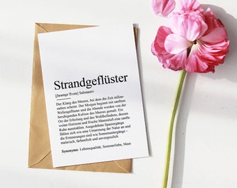 KARTE "STRANDGEFLÜSTER" Definition | Strand Meer Sonne Urlaub Sommer Grußkarte Postkarte Strandspaziergang Liebe Erinnerung Entspannung