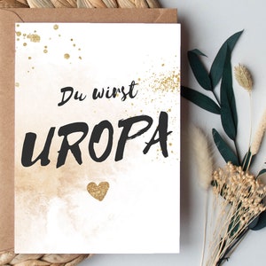 KARTE "Du wirst Uropa" Glitter | Schwangerschaft Verkünden Geschenk Ankündigung Postkarte Baby Großeltern Schwangerschaftsverkündung
