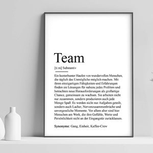 Poster "TEAM" Definition | Bedanken Geschenk Geburtstag Vorgesetzter Chef Beförderung Motivation Danke Boss Geschenkidee Arbeitskollegin
