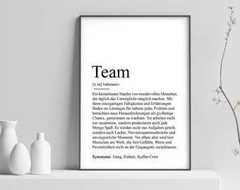 Poster "TEAM" Definition | Thank you gift birthday supervisor boss promotion motivation thank you boss gift idea work colleague