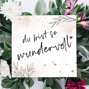 KARTE "WUNDERVOLL" | Geschenkanhänger Bedanken Geschenk Verpackung Handgemacht Verpacken Kleinunternehmer Selbstständig Verpackungsliebe
