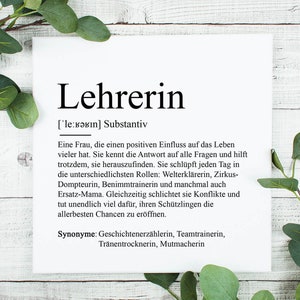 Leinwand &quot;LEHRERIN&quot; Definition | Grundschule | Geschenk | Bedanken | Kind | Schule | Einschulung | Dankeschön | Vorbild | Erste Klasse