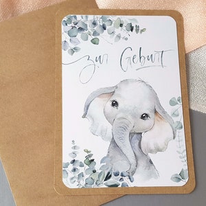 Glückwunschkarte "Zur Geburt " Elefant | Karte Geburt | Schwangerschaft | Geburtskarte | Willkommen | New to the Crew | Tierkind | Eltern