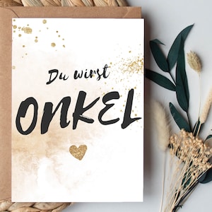 KARTE "Du wirst Onkel" Glitter | Schwangerschaft Verkünden Geschenk Ankündigung Postkarte Baby Großeltern Schwangerschaftsverkündung