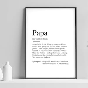 Poster "DADDY" Definition | Thank Father's Day Gift Baby Pregnancy Anticipation Birthday Art Print Best Dad Christmas Present