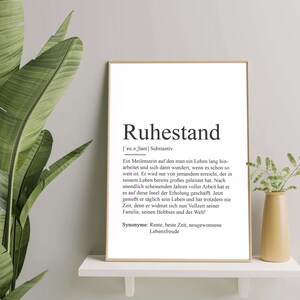 Poster RUHESTAND Definition | Geschenk Rentner Abschied Arbeitskollege ...