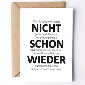 KAART “Niet weer” Schandalig | Zwangerschap Tweede Baby Kind Geboorte Zwanger Wenskaart Gefeliciteerd Grappig Grappig