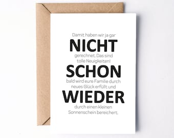 KARTE "Nicht schon wieder" Skandalös | Schwangerschaft Zweites Baby Kind Geburt Schwanger Glückwunschkarte Gratulation Lustig Witzig