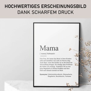 Poster MAMA Definition Bedanken Muttertag Geschenk Baby Schwangerschaft Vorfreude Geburtstag Kunstdruck Beste Mutti Weihnachtsgeschenk Bild 7