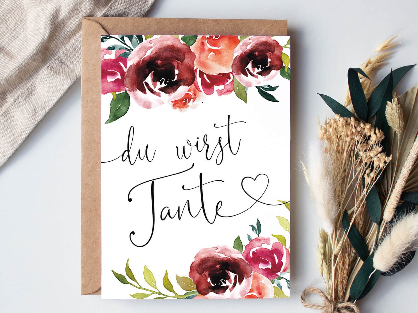 KARTE Du wirst Tante Peonies Verkündung Etsy