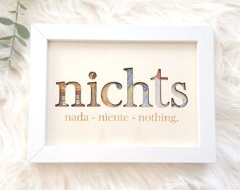 GELDGESCHENK RAHMEN "Nichts - Nada" | Hochzeit | Geld schenken | Geschenk | Geschenkidee | Geburtstag | Weihnachten | Gravur