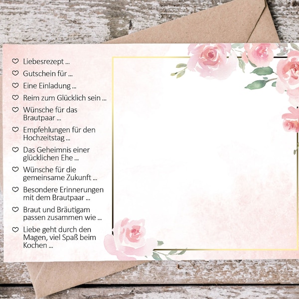 POSTKARTENSPIEL | Hochzeitsspiel | Geschenk Hochzeit | Hochzeitsgeschenk | Trauzeugin | Postkarte | JGA | Erinnerung | Überraschung