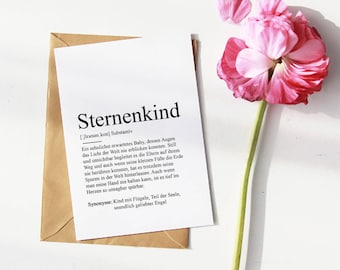 Karte "STERNENKIND" Definition | Anteilnahme Sterneneltern Todestag Geburtstag Stille Geburt Fehlgeburt Baby Verstorben Trauer Verlust