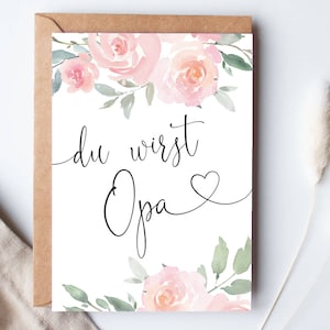 CARTE "Tu vas être papy" Roses | Annonce de grossesse Annonce cadeau Carte postale Bébé Grands-parents Annonce de grossesse