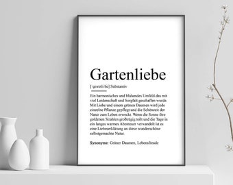 Poster "GARTENLIEBE" Definition | Gärtner Grüner Daumen Sommer Hobby Geschenk Geldgeschenk Lieblingsmensch Seelenverwandte Beste Freundin