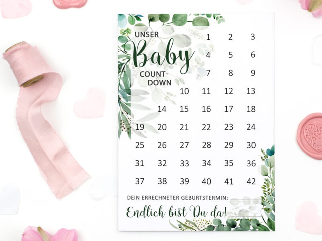 BABY COUNTDOWN Eucalyptus Pregnancy Birth Anticipation Baby Etsy