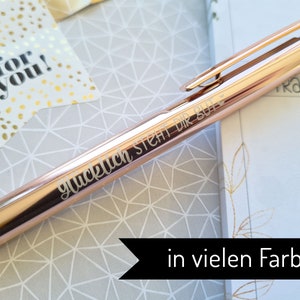 Balpen "Happy" | Kulli Accessoire Home Office Gouden Pen Dagboek Dagboek Schrijfplanner Dagelijks Antraciet Goud Roségoud Stijlvol