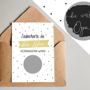 RUBBEL-KARTE "Du wirst Opa" | Schwangerschaft Verkünden Geschenk Ankündigung Postkarte Baby Großeltern Schwangerschaftsverkündung