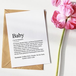 KARTE "BABY" Definition | Geschenk Geburt Glückwunschkarte Eltern Lieblingsmensch Herzensmensch Schwangerschaft Gratulation Pate Patin