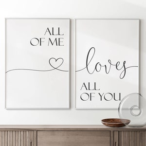 POSTER "todo yo los ama a todos ustedes" juego de 2 | Póster de pareja con declaración de amor del Día de San Valentín, cita de amor de aniversario, decoración de amor para sala de estar y hogar