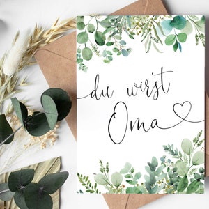 CARTE "Tu vas être grand-mère" Eucalyptus | Annonce de grossesse Annonce cadeau Carte de félicitations Bébé Grands-parents Annonce de grossesse