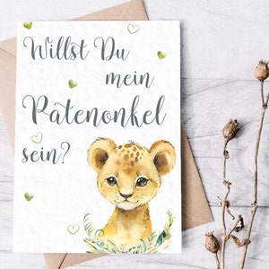 CARD "PANNINO" leone | Annuncio | Regalo | Annuncio | Biglietto di congratulazioni | Bambino | Gravidanza | anticipazione | Padrino | padrino