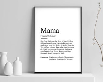 Poster &quot;MAMA&quot; | Definition Thank You Mother&#39;s Day Gift Baby Pregnancy Anticipation Birthday Art Print Best Mom Christmas Gift