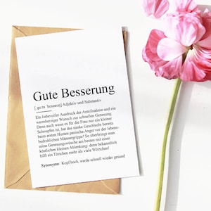 KARTE "GUTE BESSERUNG" Definition | Mutmacher Krankheit Aufmuntern Krebs Krebskämpfer Lieblingsmensch Seelenverwandte Beste Freundin Krank