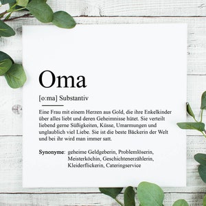 Leinwand "OMA"  Definition | Bedanken Großmutter Geschenk Schwangerschaft Vorfreude Geburtstag Keilrahmen Weihnachten