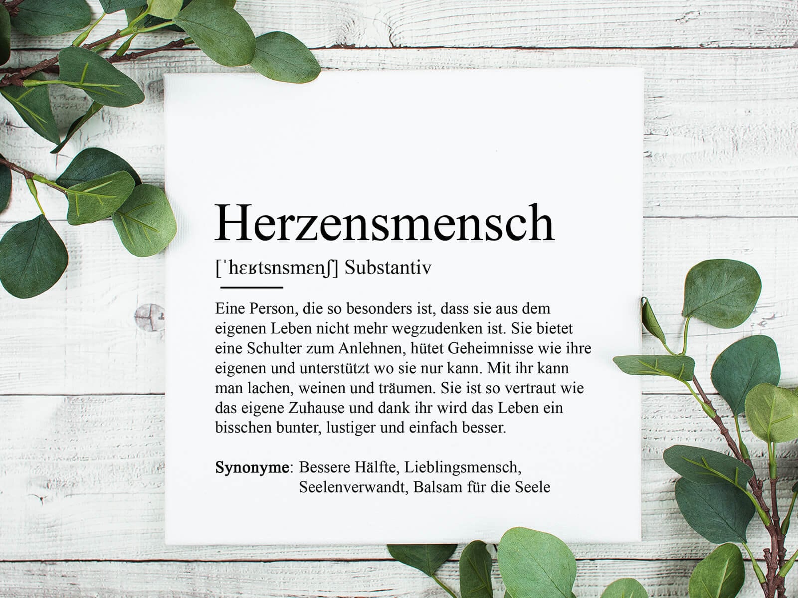 Leinwand HERZENSMENSCH Definition Bedanken Etsy