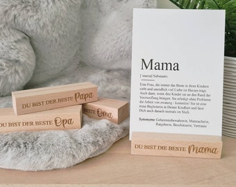 KARTENHALTER "Beste Familie" | Holz Postkarte Grußkarte Definition Mama Papa Oma Opa Geschenk Geschenkidee Weihnachten Geburtstag Muttertag