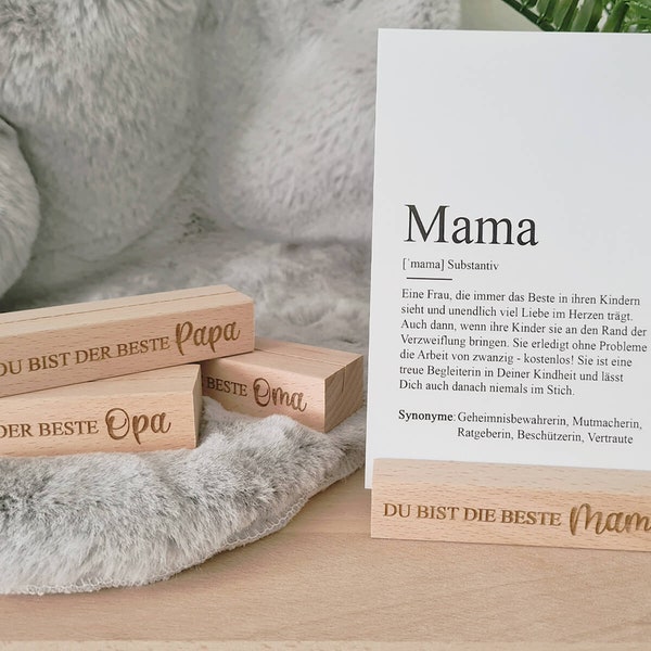 KARTENHALTER "Beste Familie" | Holz Postkarte Grußkarte Definition Mama Papa Oma Opa Geschenk Geschenkidee Weihnachten Geburtstag Muttertag