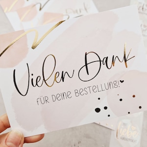 TARJETA DE AGRADECIMIENTO Oro | Solicite una tarjeta de agradecimiento hecha a mano Love Packaging Pequeñas empresas Autónomos Packaging Love Rose Gold