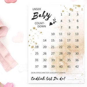 BABY COUNTDOWN Glitter | Pregnancy birth anticipation baby on the way pregnant baby shower parents gift