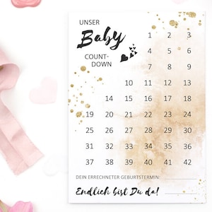 BABY-COUNTDOWN Glitter | Schwangerschaft Geburt Vorfreude Baby unterwegs Schwanger Babyparty Eltern Geschenk