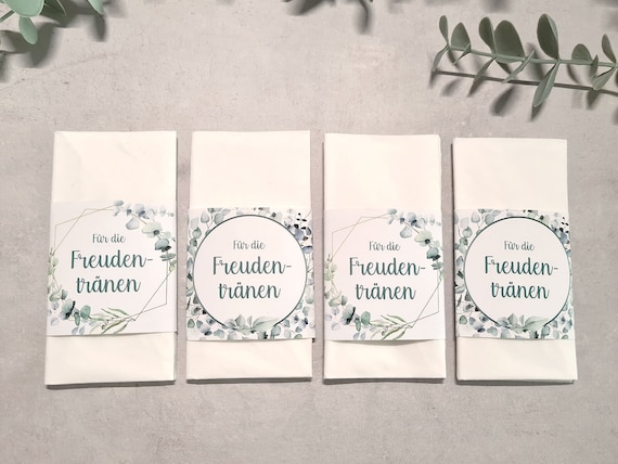 25x LACRIME DI GIOIA Fazzoletto Eucalipto matrimonio banderuola anagrafe  matrimonio personalizzato individualizzato cartoleria per matrimoni -   Italia