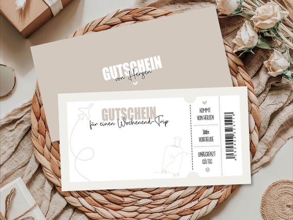 Gutschein WOCHENEND-TRIP | Geschenkgutschein Reise Kurzurlaub Geschenk Städtetrip Paare Jahrestag Partner Reisegutschein