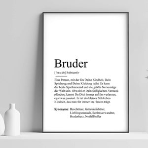Poster "BRUDER" | Definition Bedanken Bruderherz Geschenk Schwangerschaft Vorfreude Geburtstag Kunstdruck Familie Duden Weihnachtsgeschenk