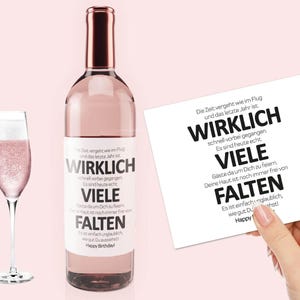 Wein-Etikett WIRKLICH VIELE FALTEN Skandalös | Geburtstag Flaschenetikett Geschenk Kleinigkeit Herzensmensch Aufkleber Flaschenbanderole