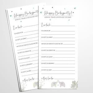 10x TARJETAS DE DESEOS FIESTA DEL BEBÉ | fiesta de bebe | juego | embarazada | Embarazo | bebé en camino | Anunciar Género | nacimiento | niño