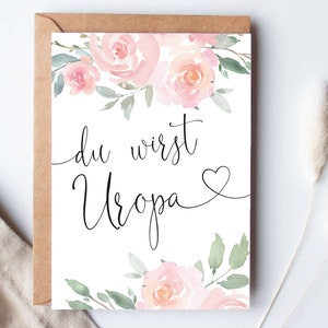 KARTE "Du wirst Uropa" Roses | Schwangerschaft Verkünden Geschenk Ankündigung Postkarte Baby Großeltern Schwangerschaftsverkündung