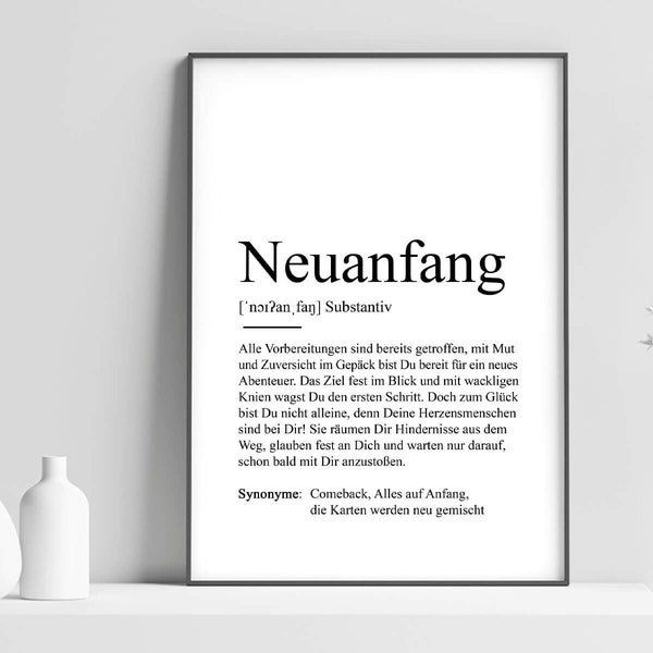 Poster "NEUANFANG" Definition | Mutmacher Aufmunterung Geschenk Herzensmensch Krebs Brustkrebs Chemo Sternenmama Freundin Kämpferin Idee