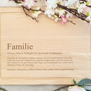 30x40 cutting board "FAMILY" definition | gift | wedding | individually with name | gift idea | birthday | star chef | kitchen wood